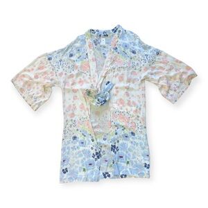 Spiritual Gangster Womens white floral tie front kimono